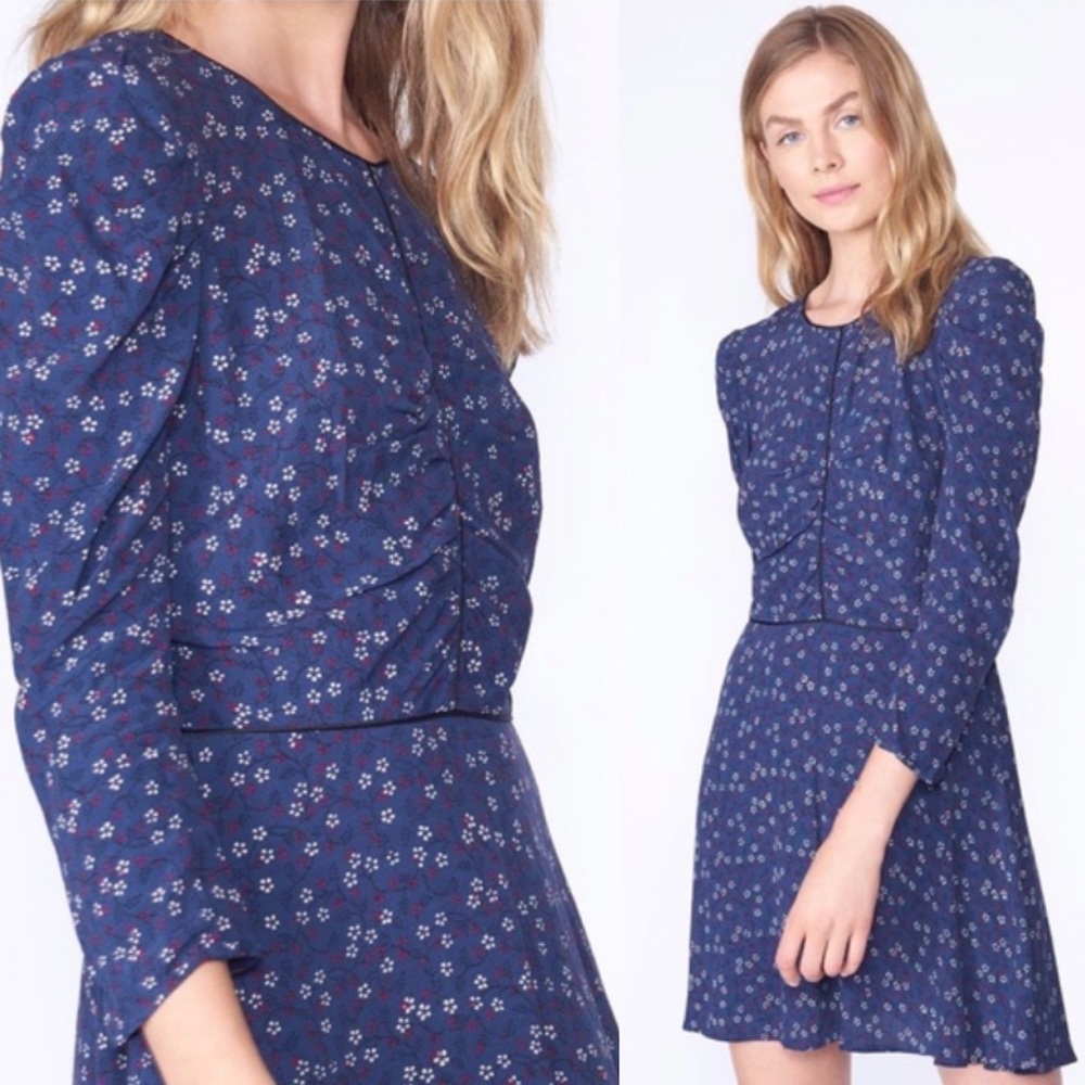 Veronica Beard Reese Ruched Floral Print Dress